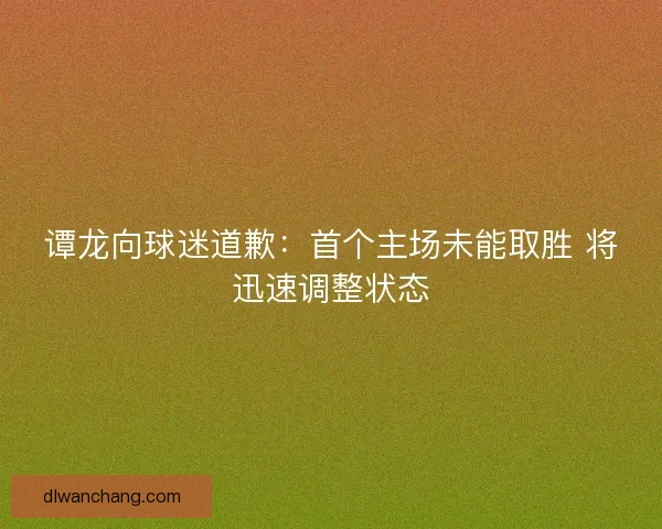谭龙向球迷道歉：首个主场未能取胜 将迅速调整状态
