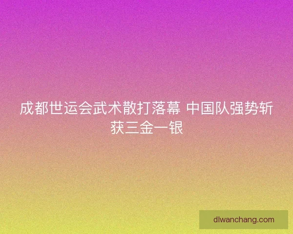 成都世运会武术散打落幕 中国队强势斩获三金一银
